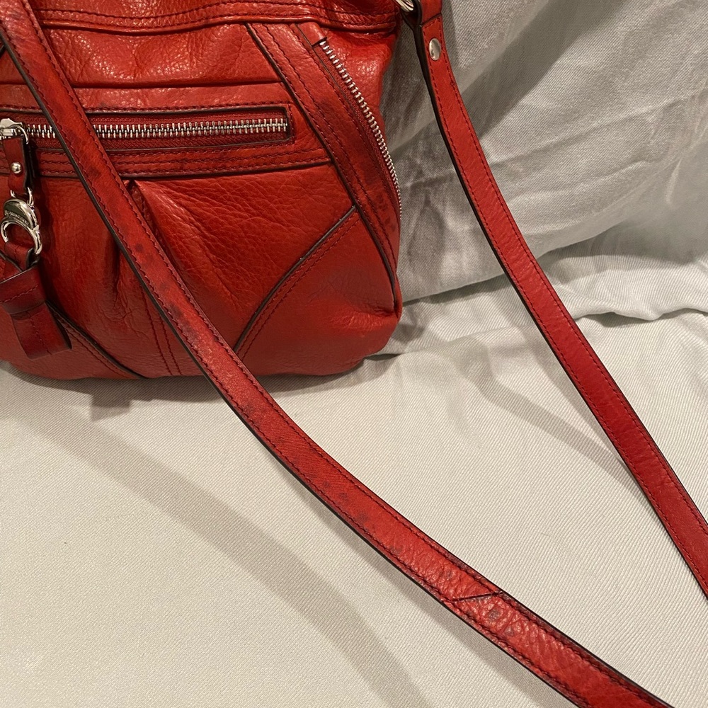 B. Makowsky Red Leather Shoulder/Crossbody Bag - Picture 12 of 13